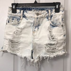 light wash denim shorts